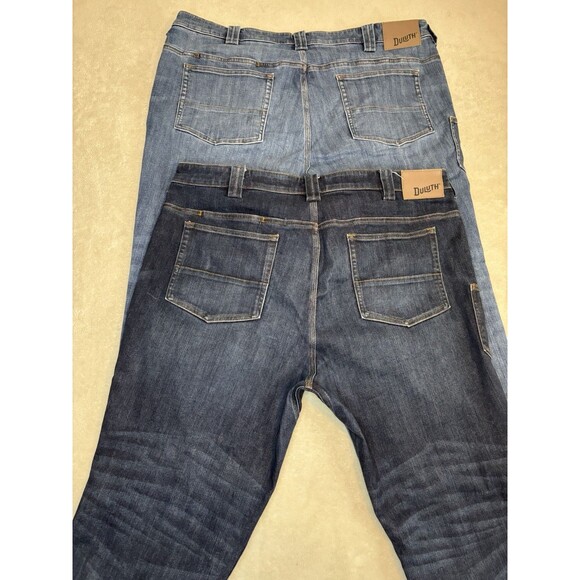 Duluth Trading Jeans Mens 42x32 Ballroom Double Flex Blue Denim 5 Pocket - Picture 1 of 8